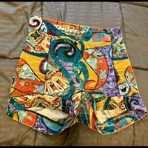Vintage High Waisted Trippy Velvet Shorts
